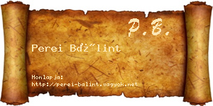 Perei Bálint névjegykártya