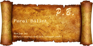 Perei Bálint névjegykártya
